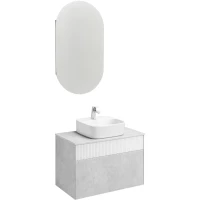 Комплект мебели светло-серый/белый матовый 80 см Акватон Марбл 1A276201MH4C0 + 1WH501709 + 1A254502OL010