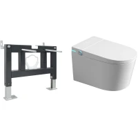 Электронный унитаз-биде подвесной Abber Bequem AC1123SR-AC0101P импульсный, с сиденьем микролифт, белый