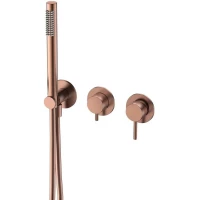 Смеситель для ванны AQUAme Siena AQM8805BC встраиваемый, с душевым гарнитуром, медь матовая