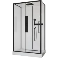 Душевая кабина Ceruttispa Ami120 120x80x210 см, с крышей, низкий поддон, профиль черный матовый, стекло прозрачное