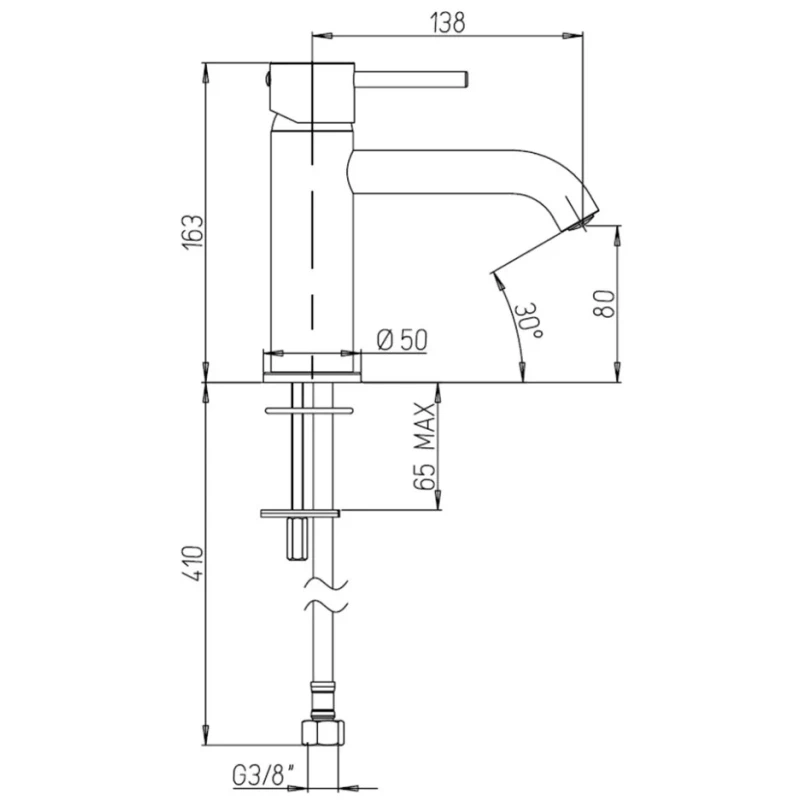 Смеситель для раковины без донного клапана Paini Cox 78CR205O