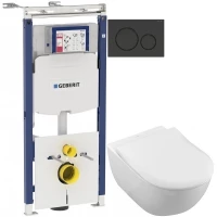 Комплект подвесной унитаз Villeroy & Boch Subway 2.0 5614R2R1 + система инсталляции Geberit 111.362.00.5 + 115.882.DW.1