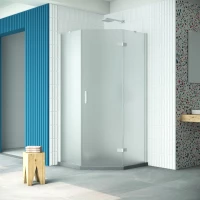 Душевой уголок Vegas Glass AFA-Pen Retta 90 01 10 R 90x90 см R, профиль белый, стекло сатин