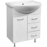 Тумба с раковиной белый глянец/белый матовый 65 см Stella Polar Фантазия UM-ERI65/1