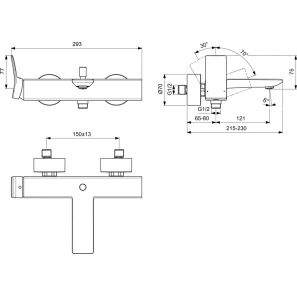 Изображение товара смеситель для ванны ideal standard conca bc762gn