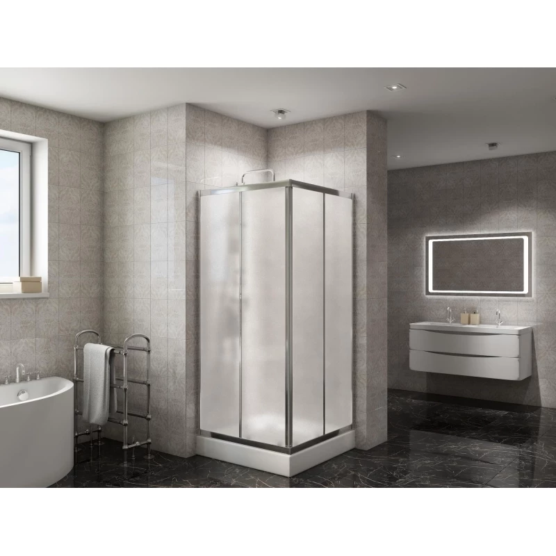 Душевой уголок 90x90 см BelBagno DUE-A-2-90-P-Cr текстурное