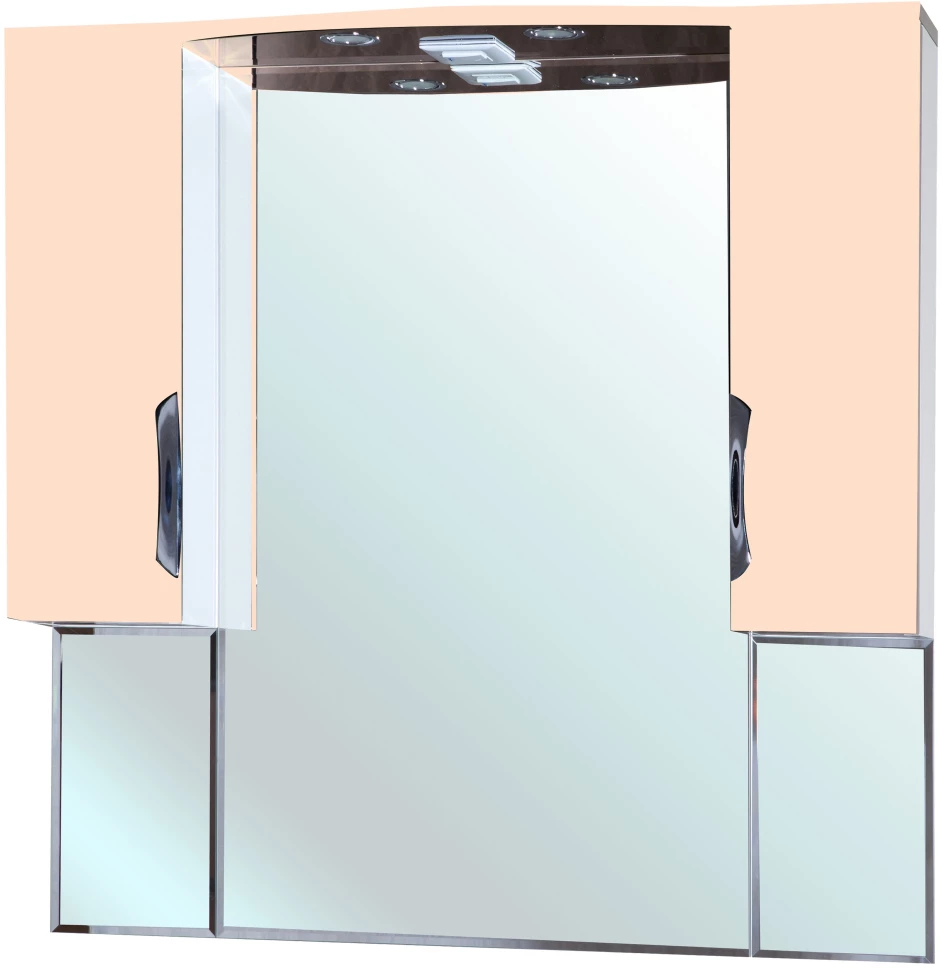 Зеркальный шкаф 101х100 см бежевый глянец/белый глянец Bellezza Лагуна 4612118000078 - фото 1