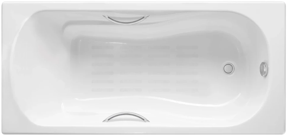 Ванна чугунная Delice Haiti Luxe DLR230636R-AS 150x80 см, с отверстиями под ручки, антискользящим покрытием, белый чугунная ванна 150x80 см с противоскользящим покрытием roca haiti 2332g000r