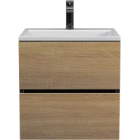 Тумба с раковиной Uperwood Barsa 29830205647 50 см, подвесная, черный матовый/дуб сонома
