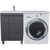 Тумба с раковиной Uperwood Magenta 51930205158 120 см L, напольная, над стиральной машиной, черный матовый