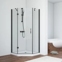 Душевой уголок Vegas Glass AFA-Pen NOVO 90 02М 01 L 90x90 см L, профиль черный матовый, стекло прозрачное