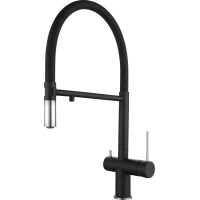 Смеситель для кухни Rivelato Adria 1523517 nero cromo с подключением к фильтру, гибким изливом, хром/черный