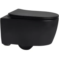 Унитаз подвесной Abber Bequem AC1104MB безободковый, с сиденьем микролифт, черный матовый
