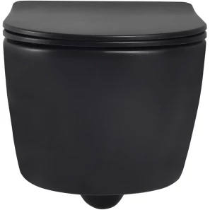 Изображение товара унитаз подвесной abber bequem ac1104mb безободковый, с сиденьем микролифт, черный матовый