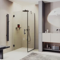 Душевой уголок MaybahGlass MGY-1303-6 90,5x89,5 см, профиль черный матовый, стекло прозрачное