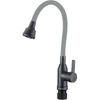Смеситель для кухни Fmark FS8266Q-04 с гибким изливом, графит/серый