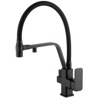 Смеситель для кухни Wonzon & Woghand WW-88458013-MB с подключением к фильтру, гибким изливом, черный матовый