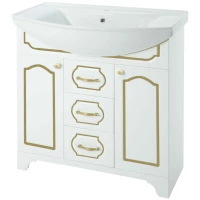 Тумба с раковиной белый глянец золотая патина 106,5 см Bellezza Тиффани 4630518110388 + 4620008197340