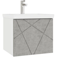 Тумба под раковину Vigo Geometry 032 бетон 46 см, подвесная, бетон/белый матовый
