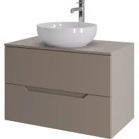 Тумба с раковиной Orange Line Li-80TuLMDF+B07-420W 80,2 см, подвесная, со столешницей, латте матовый