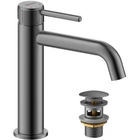 Смеситель для раковины Lemark Beluga LMF-8012B-GM с донным клапаном, графит матовый