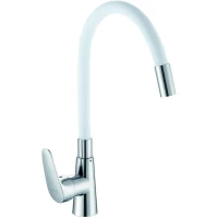 Смеситель для кухни D-Lin D155302-3 с гибким изливом, хром/белый