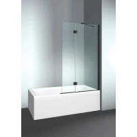 Шторка на ванну VismaraVetro PV VPV040906501500DT 110(60+50) см R, профиль черный матовый, стекло прозрачное