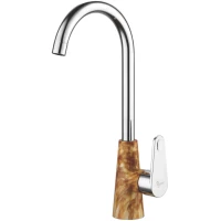 Смеситель для кухни Plstart PL4001-24 хром/коричневый мрамор