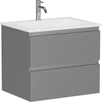 Тумба с раковиной Sancos Folk FL60ES + CN7011 61 см, подвесная, светло-серый матовый