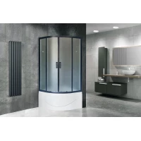 Душевой уголок с поддоном Royal Bath RB90BK-C-BL 90x90 см, профиль черный матовый, стекло матовое