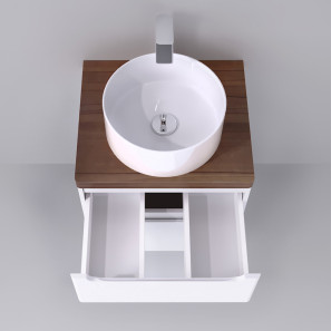 Изображение товара комплект мебели белый глянец 60 см со столешницей бук темный jorno wood