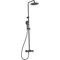 Душевая система AQUAme AQM8011MB 250 мм, со смесителем, черный матовый