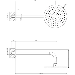 Изображение товара верхний душ gessi emporio 47382#149 201,5 мм, с кронштейном, никель матовый