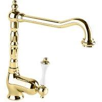 Смеситель для кухни золото 24 карат, ручка белая Cezares Margot MARGOT-LLM2-03/24-Bi