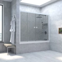 Шторка на ванну Vegas Glass Z2V Protec 165 01 07 165 см, профиль белый, стекло графитовое