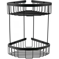 Полка для ванной Grocenberg AC0076BL 21x21 см, угловая, двойная, черный матовый