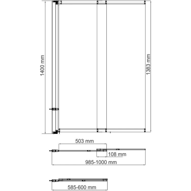 Шторка для ванны 100 см WasserKRAFT Main 41S02-100WS прозрачное