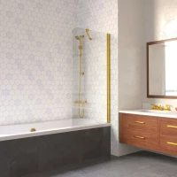 Шторка на ванну Vegas Glass EV LUX ST 76 09 02 R 76 см R, профиль золотой, стекло шиншилла