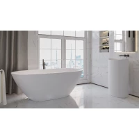 Ванна из литьевого мрамора Whitecross Onyx D 0207.160075.200 160x75 см, отдельностоящая, белый матовый