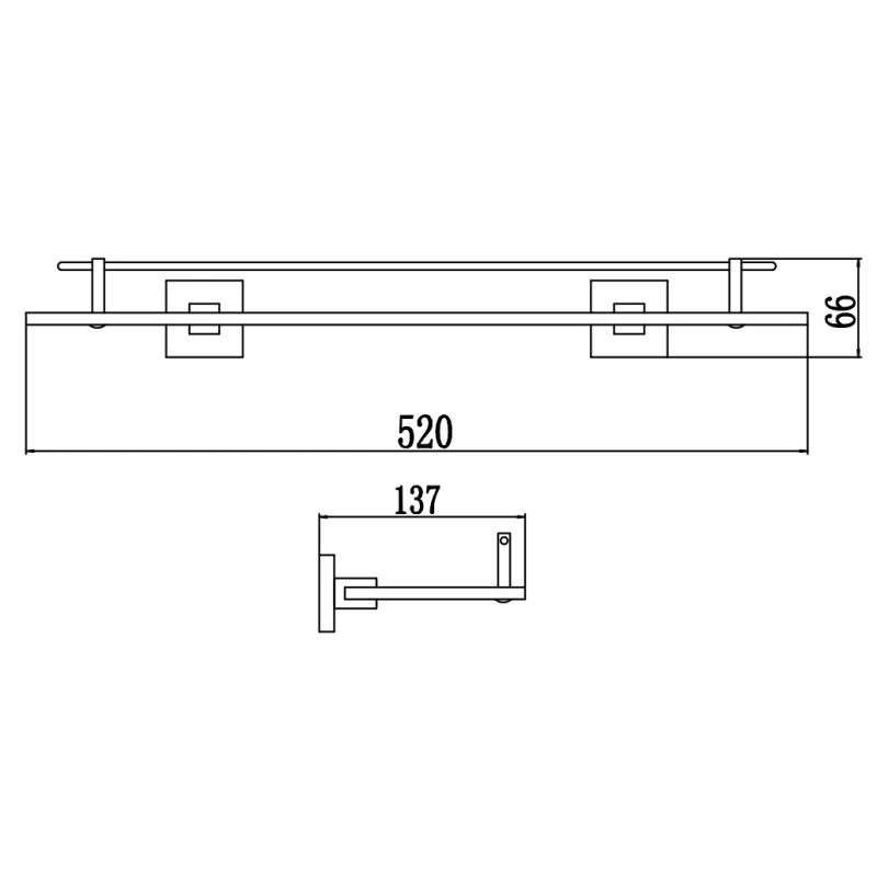 Полка стеклянная 52 см Savol 65C S-06591C