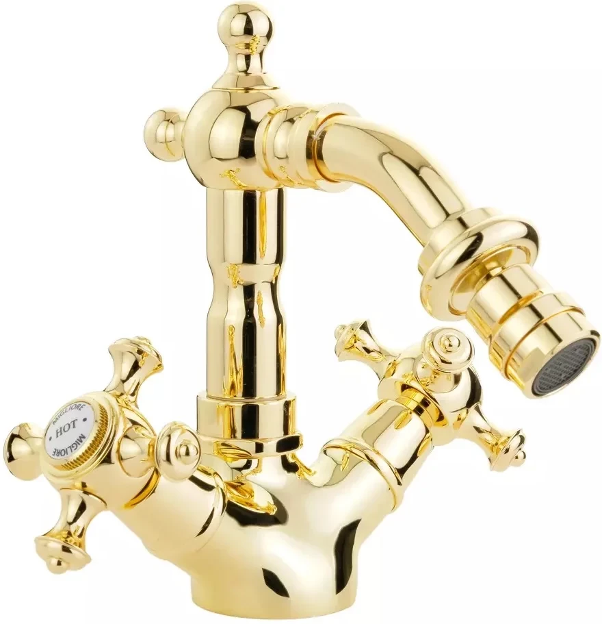 Смеситель для биде Migliore Prestige 31625 с донным клапаном, золотой смеситель для ванны migliore bomond 30649