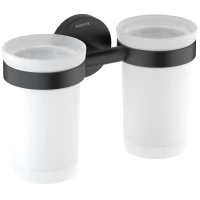 Стакан для зубных щеток Aquatek Европа AQ4117MB двойной, настенный, черный матовый