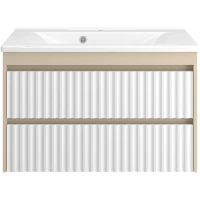 Тумба под раковину Brevita Balaton BAL-06090-03-012Я 88 см, подвесная, белый матовый/бежевый матовый