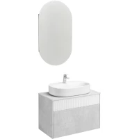 Комплект мебели светло-серый/белый матовый 80 см Акватон Марбл 1A276201MH4C0 + 1WH501710 + 1A254502OL010