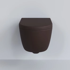 Изображение товара унитаз подвесной ambassador abner 103t20601r-102t20601 безободковый, с сиденьем микролифт, коричневый матовый