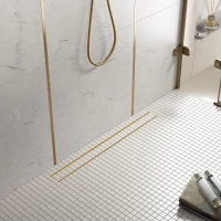 Душевой трап (лоток) Timo Drain System Plate DS230206/17 60 см, с решеткой, 2 в 1 под плитку, золотой матовый