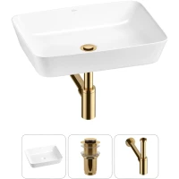 Раковина-чаша Wellsee Cromulent 20213568R 56x40 см, накладная, белый, с донным клапаном и сифоном