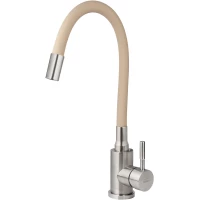 Смеситель для кухни Viko V-4438 с гибким изливом, нержавеющая сталь/бежевый