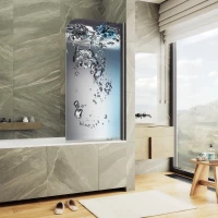 Шторка на ванну MaybahGlass MGV-928-ФП010-6 60 см R, профиль черный матовый, стекло фотопечать