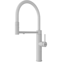 Смеситель для кухни Paulmark Ganymede Ga213199-WH с подключением к фильтру, гибким изливом, белый матовый